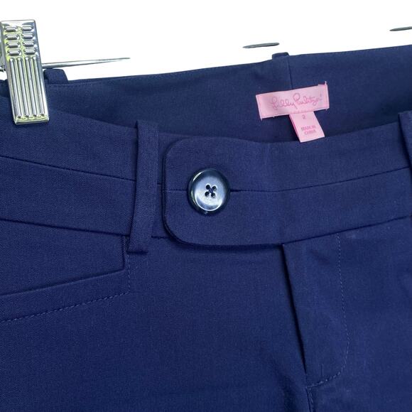 LILLY PULITZER Luxury Capri Pants in True Navy Blue Womens Sz 2 Stretch Twill - Picture 5 of 9